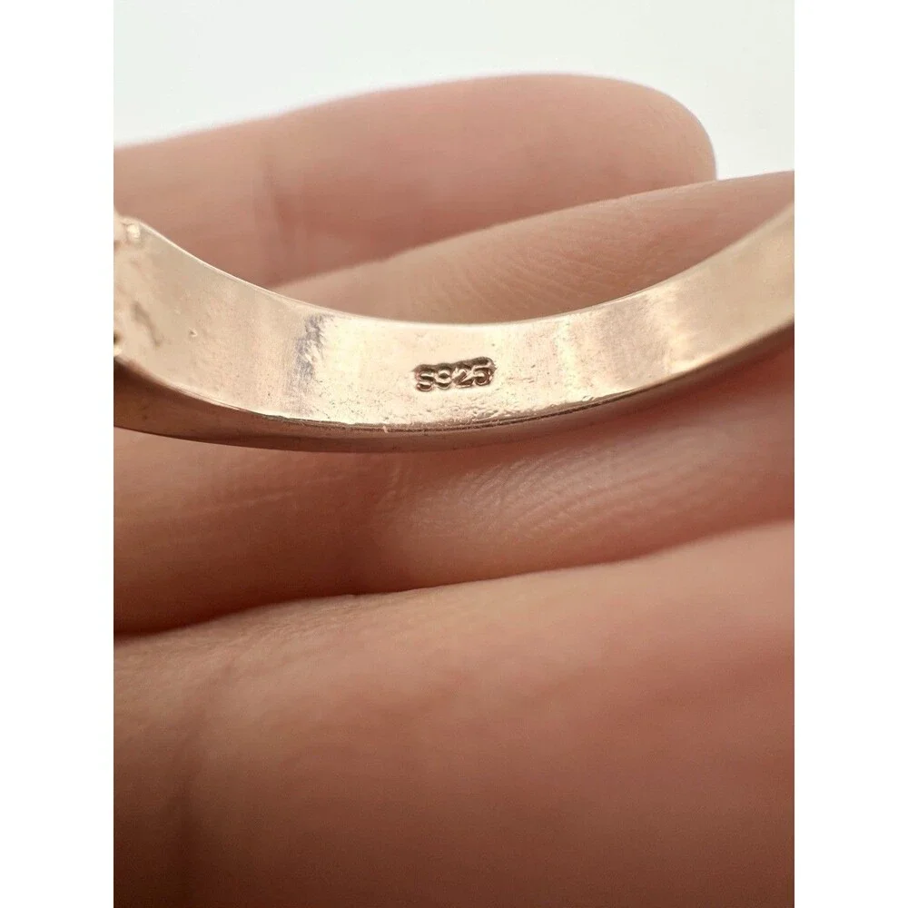 925 Sterling Silver Rose Gold Plated Ring Size 6.75